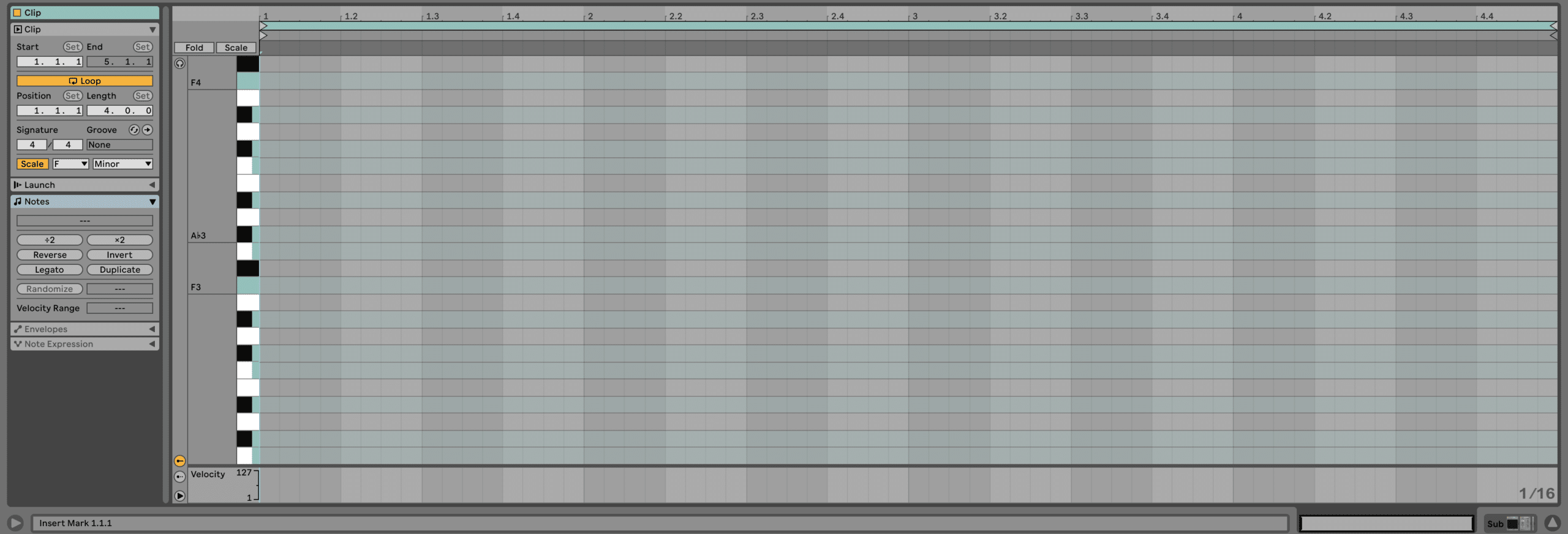 Enabling the F Minor scale for liquid drum and bass