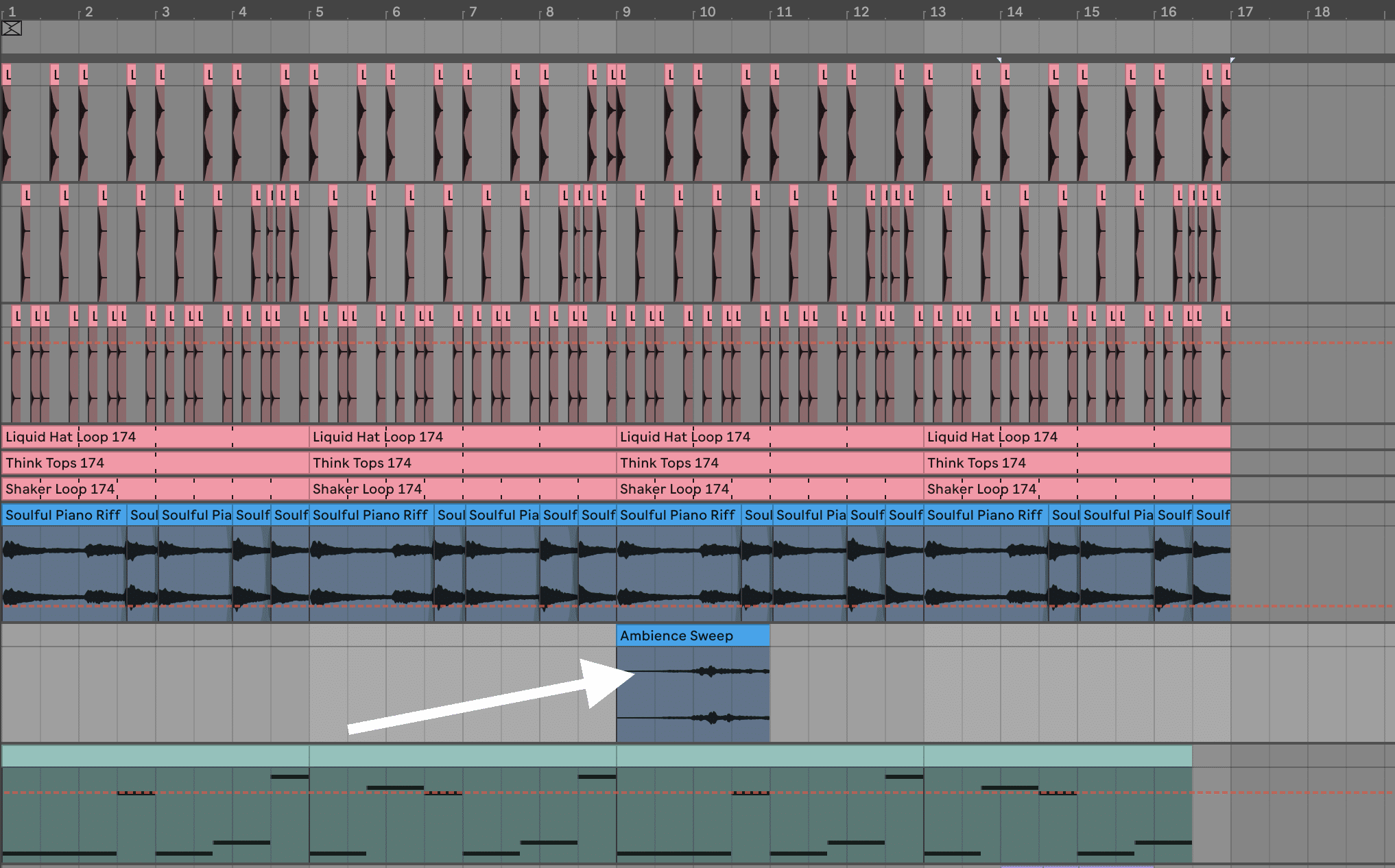 Adding some ambience to our liquid drum and bass arrangement